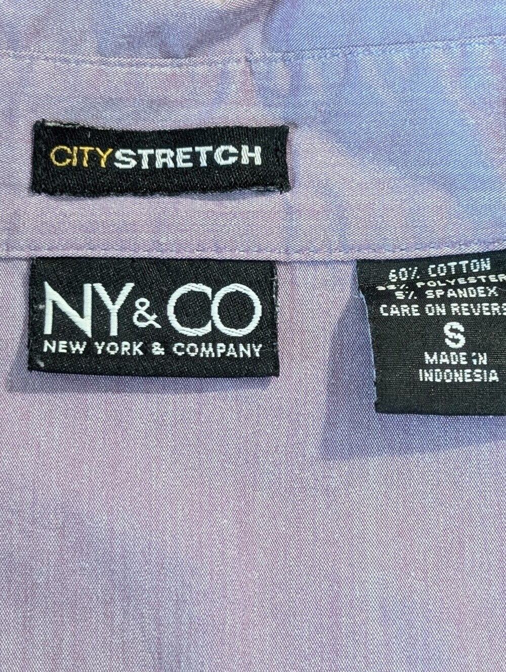New York & Company Lavender V-Neck Button Down Women's City Stretch Sz S Blouse - Picture 6 of 7